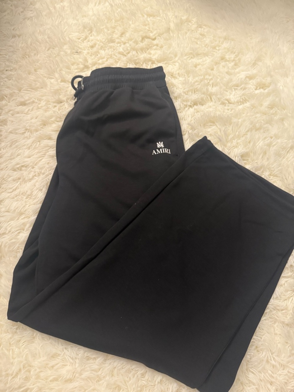 AMIRI Black Logo Track Pants with White Embroidery